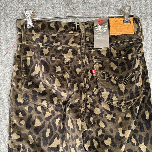New Levi's Size 27 724 High Rise Straight Cropped Animal Print Jeans Black Tan - Picture 5 of 9